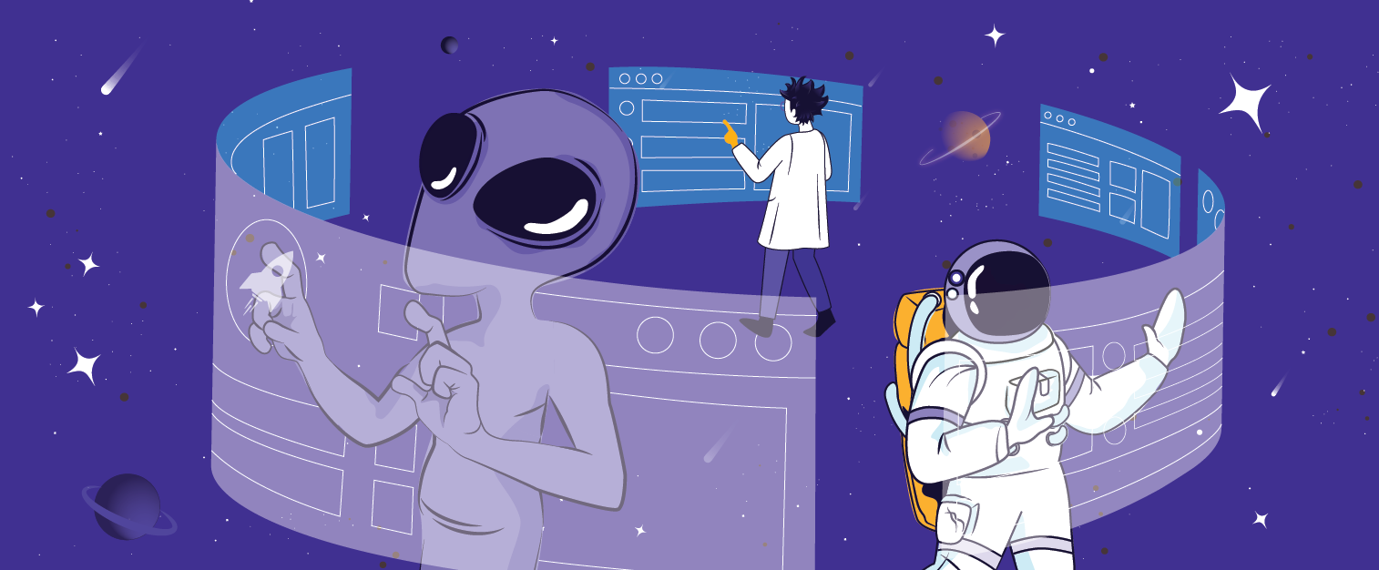 illustration of a blog post: 3 Creative Brief Templates from Galactic Fed